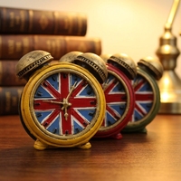 ROOGO Horloge Ronde Créative Style Britannique Rétro Vintage en Résine, Ornement Décoratif pour la Maison, Accessoire de Photographie, Sculptée et Peinte, Cadeau de Fêtes