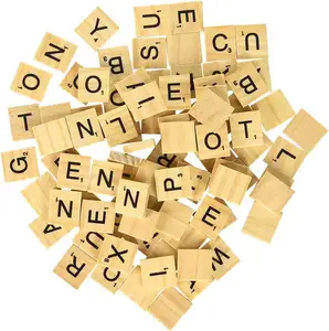 100 Buah Mainan Mengeja Anak-anak Blok Bangunan Kubus Nomor Scrabble Ubin Huruf Alfabet Kayu Kustom untuk Kerajinan Diy Dekorasi Rumah