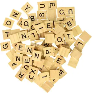 Jouets d'orthographe pour enfants, blocs de construction, Cubes, Scrabble, carreaux de chiffres, lettres de l'alphabet en bois personnalisées pour artisanat, bricolage, décoration de la maison, 100 pièces