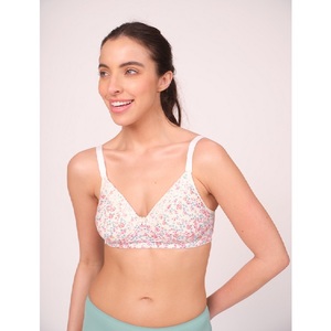 Soutien-gorge T-shirt légèrement rembourré pour femme avec dentelle, bonnets doux, confortable pour le quotidien, sans couture, finition lisse, lingerie décontractée - Product Image 3