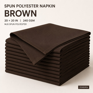 Serbet Persegi Poliester Coklat 20x20 Inci 240GSM Dapat Digunakan Kembali untuk Restoran Komersial Hotel Pesta Linen Meja Kustom OEM - Product Image 1