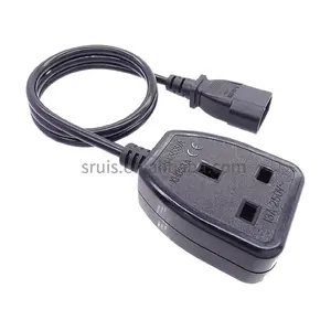 IEC320 C14 ke UK BS1363A soket Outlet IEC C14 steker laki-laki ke UK 3Pin soket perempuan kabel adaptor daya untuk PDU UPS