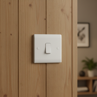 Interruptor de Pared Blanco de 1 Canal y 2 Vías, 20A, IP20, Estándar Británico, Material de PC, Fácil Instalación para Uso Doméstico y Hotelero, 110V/250V