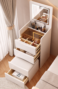 Produk baru 2025 Modern meja rias mewah dengan cermin LED menyala dapat dilipat Vanity Makeup Organizer Untuk Hotel fitur pintar - Product Image 2