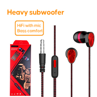 Mikrofon Kabel Grosir 2026 3.5mm Earbud Olahraga In-Ear Pelapis Olahraga Headphone Subwoofer Gaming