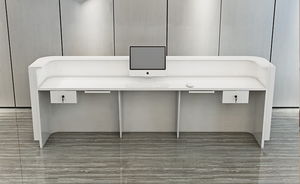 Mostrador de recepción moderno personalizado <span class=keywords><strong>Spa</strong></span> Hotel recepción blanca mostrador de recepción mesa de madera salón Oficina recepción Escritorio - Product Image 6