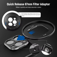 Étui de téléphone NEEWER avec monture d'objectif fileté 17 mm, noir, avec adaptateur de filtre 67 mm pour iPhone 16 Pro, création vidéo et photo sur téléphone portable