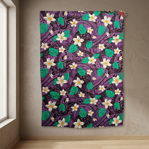 Pareo de Rayón Boho con Estampado Floral Iyara, Tejido para Verano, Morado, Verde, Blanco, Transpirable para Exteriores - Product Image 1