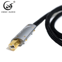 Câbles de données audio-vidéo XSSH DIY 6MM Dia. Câble d'extension USB 3.0 de type A à type B, 4 cœurs, OFC plaqué argent, DAC