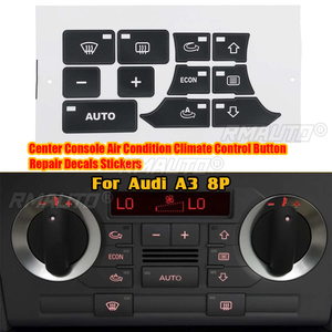 Autocollants de réparation pour boutons de commande de climatisation de la console centrale de voiture pour Audi A3 8P Noir mat - Product Image 1