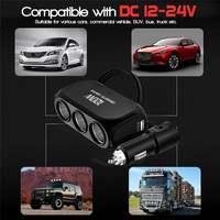 Adaptateur de séparateur de prise allume-cigare de voiture 120W 3 prises, 12V-24V 38W Type-C PD 20W USB QC3.0 Chargeur de voiture à double charge rapide PD20W