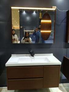 Wall-Mounted MDF Luxury Modern Bathroom Vanity Integrated Ceramic Basin Large-Capacity Storage Cabinet Smart-Lighting Mirror - Product Image 1