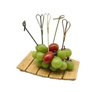 Environmental red black green Natural Color food cocktail and appetizer bamboo tie picks bamboo knot skewers
