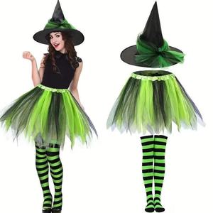 Nouvel ensemble de costume de <span class=keywords><strong>sorcière</strong></span> pour <span class=keywords><strong>femme</strong></span> adulte pour fête d'<span class=keywords><strong>Halloween</strong></span>, avec chapeau, bas rayés et jupe moelleuse - Product Image 4