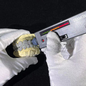 ディープパーマカットグリルツカスタムVVSモアッサナイトヒップホップグリルズ12/20歯14K 18Kホワイトゴールドメッキダイヤモンドアイスアウトグリルツジュエリー - Product Image 3