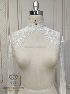 QUEENSGOWN Abito da Sposa Semplice ed Elegante in Morbido Pizzo Chantilly con Top/Maniche Staccabili e Maniche Lunghe, <span class=keywords><strong>Accessori</strong></span> di Alta Qualità - Product Image 3