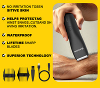 Tondeuse électrique pour les poils du corps et de la zone inguinale CLIPCLEAN avec lames en céramique, rechargeable par USB, lavable, autonomie de 60 minutes, 5W, certifiée CE, pour hommes