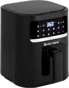 Compact Air Fryer 5-Quart Capacity With Digital Controls And 10 Cooking Presets Nonstick Frying Basket 1500-Watts Black