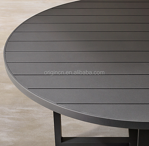 Conjunto de Comedor Moderno para Exteriores, Mesa Redonda de Aluminio Resistente a la Intemperie y 4 Sillas para Hoteles y Parques - Product Image 4