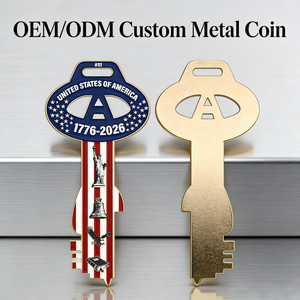 Moneda Conmemorativa Patriótica Personalizada <span class=keywords><strong>de</strong></span> Doble Cara con Forma <span class=keywords><strong>de</strong></span> Llave (Esmalte Duro) Monedas <span class=keywords><strong>de</strong></span> Desafío con Grabado Metálico - Product Image 1