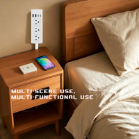 Nouvelle version 2026 – Rallonge de prise électrique rotative de 22 pouces avec 3 prises, 2 ports USB-A et 2 ports USB-C pour la recharge, en matériau PC, idéale pour les canapés