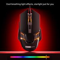 Souris de jeu filaire Lenovo MW61 au design original, rétroéclairage RGB, souris optique pour joueurs avec un DPI élevé pour PC Gamer