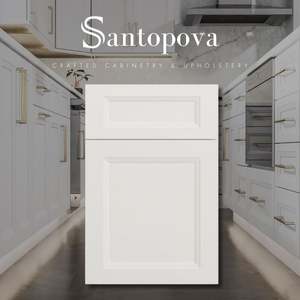 Isla de Cocina Moderna SANTOPOVA con Acabado Blanco Shaker, Estructura de Madera Contrachapada, Cajones de Cierre Suave, Encimera de Cuarzo, Incluye Bisagras y Correderas para Cajones - Product Image 1