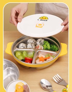 Vaisselle pour enfants en acier inoxydable, <span class=keywords><strong>assiette</strong></span> à grille intégrée, ventouse <span class=keywords><strong>fixe</strong></span> anti-chute, <span class=keywords><strong>assiette</strong></span> complémentaire pour enfants - Product Image 3