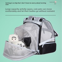 Supplier Grosir OEM Logo Kustom Label Pribadi untuk Hewan Peliharaan, Pesanan Massal MOQ, Tas Ransel Pengangkut Kucing Lipat Berbahan Jaring Penuh untuk Perjalanan Luar Ruangan