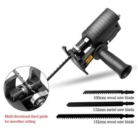 Adaptateur de scie sauteuse pour perceuse électrique, mini scie sabre multifonction portative pour le travail du bois en acier au carbone