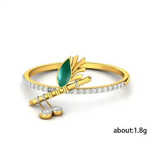 F708 Women's 18K Solid Gold <b>Diamond</b> <b>Bracelet</b> With Green Enamel Leaf Design Everyday Wear Round Brilliant Cut Natural <b>Diamonds</b> - Product Image 5