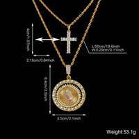 Vierge Marie pendentif corde chaîne croix pendentif collier strass décor couches collier mode bijoux accessoires pour femmes