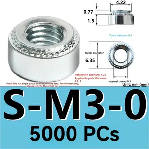 S * Tornillos de chapa de plástico de acero galvanizado Rosca M3 Tuerca hexagonal Copos de zinc Piezas de placa de presión Tuerca de remache DIN