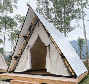 Triangle <b>Canvas</b> Tent With Wooden <b>Frame</b> Rainproof One Bedroom Camping Glamping Tent Outdoor Shelter - Product Image 3