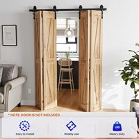 Kit de quincaillerie moderne en alliage d'aluminium pour porte de grange coulissante à double battant, avec installation robuste et durable par vis, montage latéral