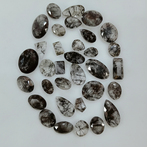 พลอยควอตซ์พลอยเทียมสีดำธรรมชาติทำด้วยมือผลิตภัณฑ์ตามสั่งอัญมณีหลวมตัดเรียบ - Product Image 1