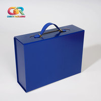 Boîte rigide bleue de luxe, grande boîte pliable en carton, emballage pliable personnalisé en papier, boîte de luxe avec fermeture magnétique, prête à l'emploi