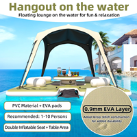 Oasis flottante gonflable très populaire avec auvent solaire et plateforme de relaxation aquatique en EVA pour lac, plage et complexe hôtelier