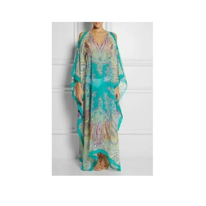 ชุดชายหาดงานเลี้ยงค็อกเทลสำหรับผู้หญิงชุดราตรีพิมพ์ลายดิจิตอลชุดคาฟตันตกแต่งด้วยคริสตัลและพู่ - Product Image 3