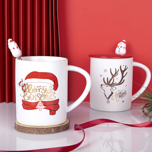 Nueva Taza Navideña Popular de 400 ml con Diseño de Santa Claus, Tazas de Porcelana para Café y Leche, Juego de Regalo de Navidad con Tapa y Cuchara - Product Image 3