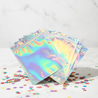 Sacs refermables holographiques transparents sur une face, imprimés sur mesure, thermoscellables, anti-odeur, pour emballage cosmétique, vente en gros