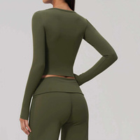 T-shirt de yoga à manches longues pour femme, coupe ajustée, élastique, respirant, séchage rapide, idéal pour la course, l'entraînement et le fitness