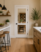 Porte intérieure en bois blanc moderne avec panneau de verre, 2 vantaux, style commercial américain