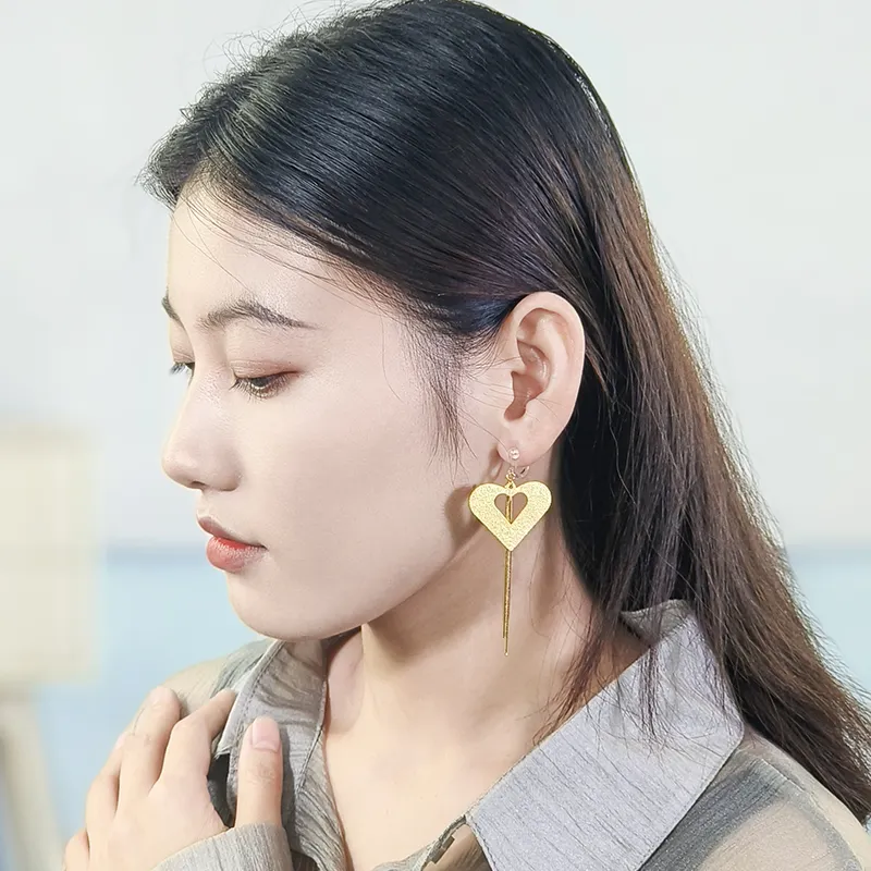 Moda irregolare orecchini cavi alla moda oro orecchini pendenti in acciaio inox orecchini unici stile B