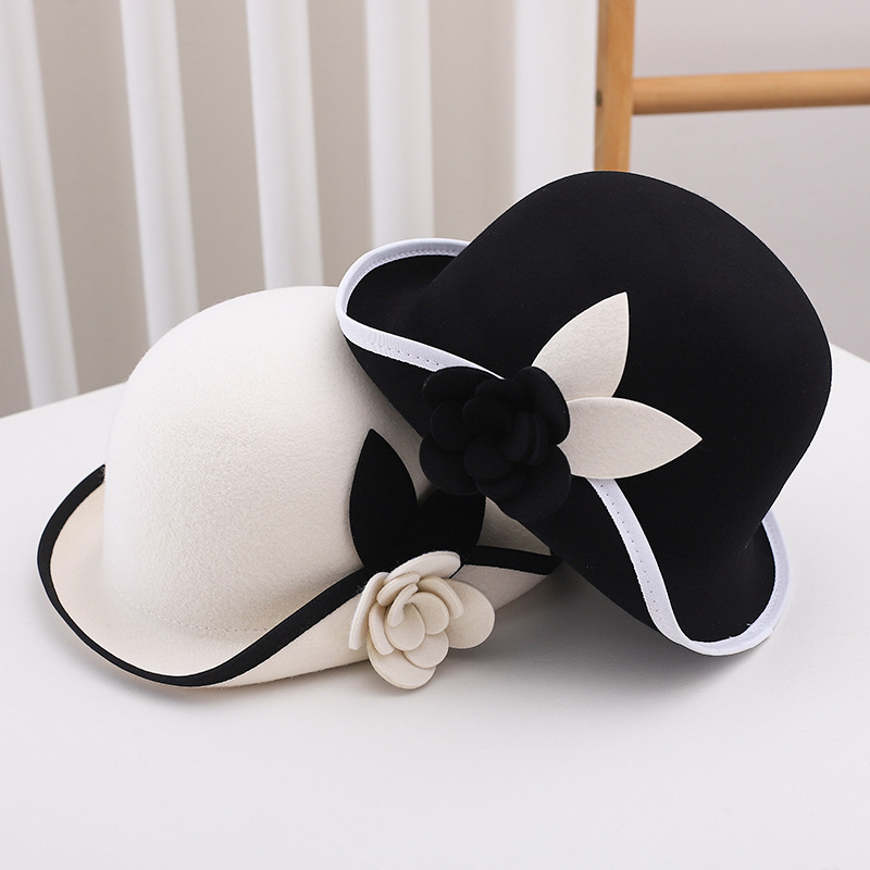 Fashion Trendy Black White Two Tone Australia Wool Felt  display picture 2
