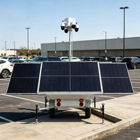Remorque de caméra solaire mobile avec 4 panneaux solaires, batterie 16 kWh, mât télescopique de 6 m, étanche pour chantier de construction