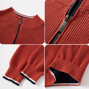 Pull en maille pour homme, design classique, col zippé, logo personnalisé, GOTS, manches longues, en coton pur - Product Image 4