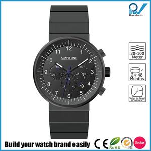 Montre en verre saphir minimaliste, accessoire d'une lentille de 50 mètres, résistante à l'eau avec fermoir à déploiement, chronographe à Quartz - Product Image 2
