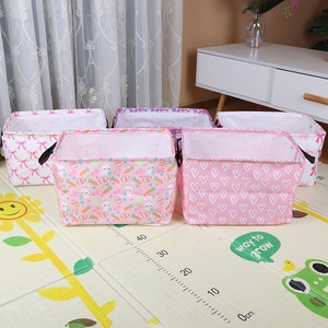 Pink Easter Fabric Storage <b>Bin</b> with Handles Rectangular Foldable Basket 10-<b>20L</b> for Sundries Home Organization - Product Image 3