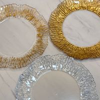 Nouveau Style Européen 13 Pouces Rond Décoration de Table Mariage Fête Motif Floral Or Argent Assiettes de Présentation en Plastique